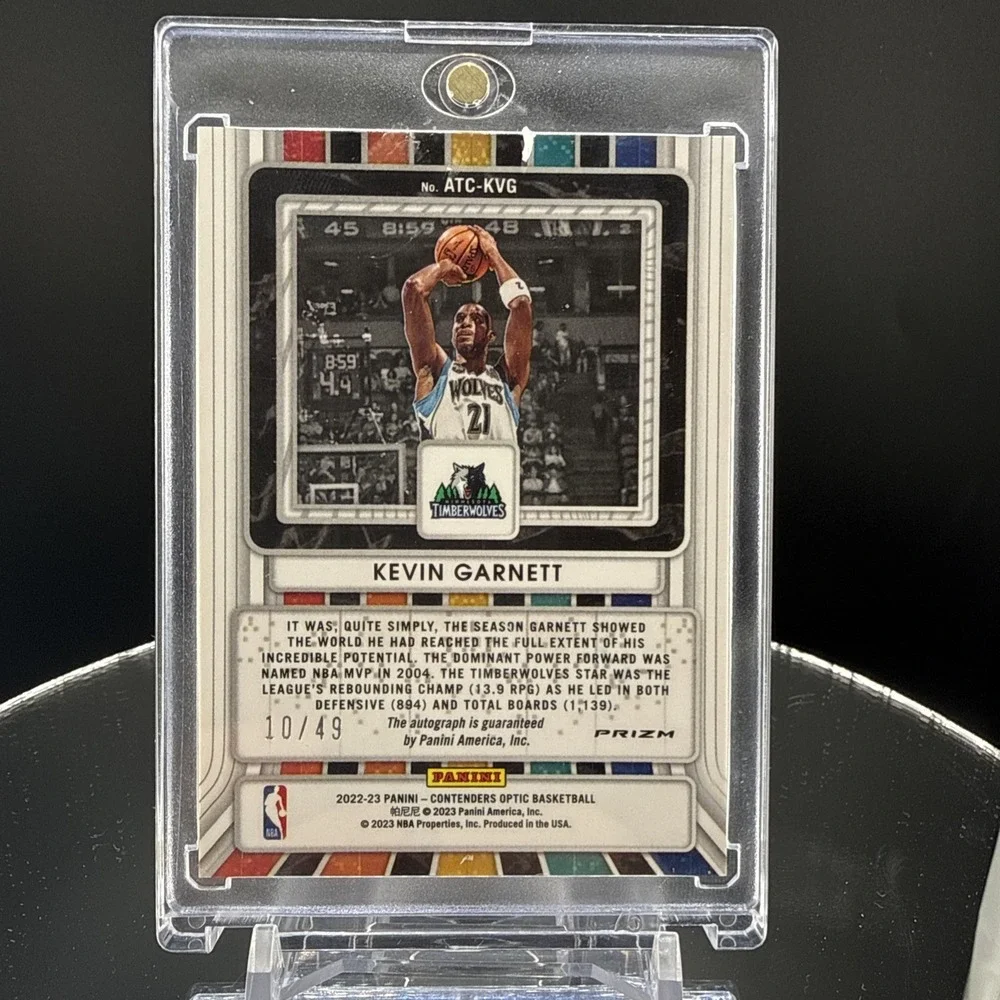 2022 Panini Contenders Optic Kevin Garnett On Card Auto Blue Prizm/49